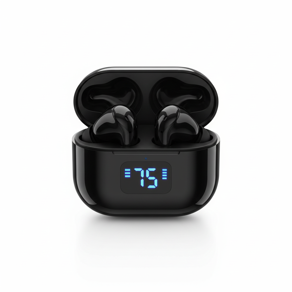 Auriculares preto fundo bem branco