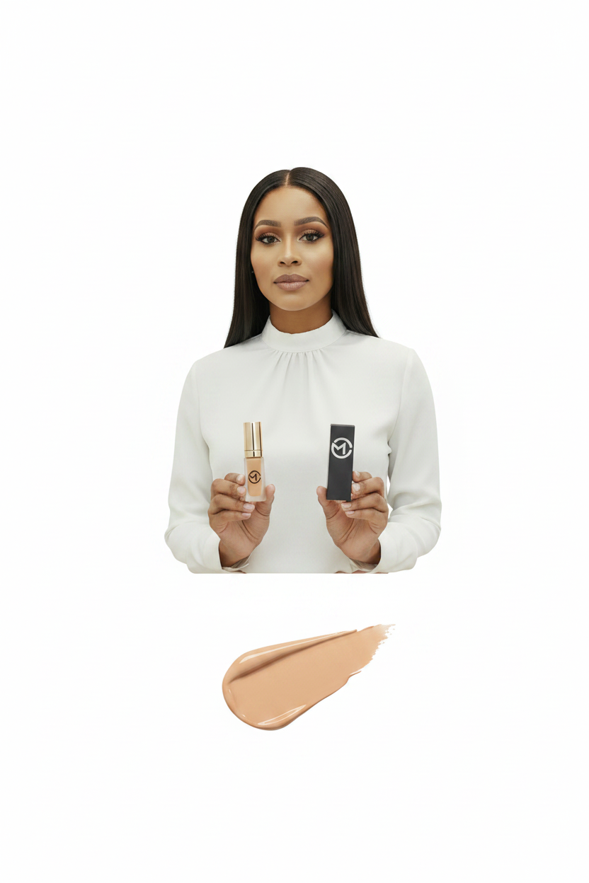 Concealer médio com modelo de pele morena