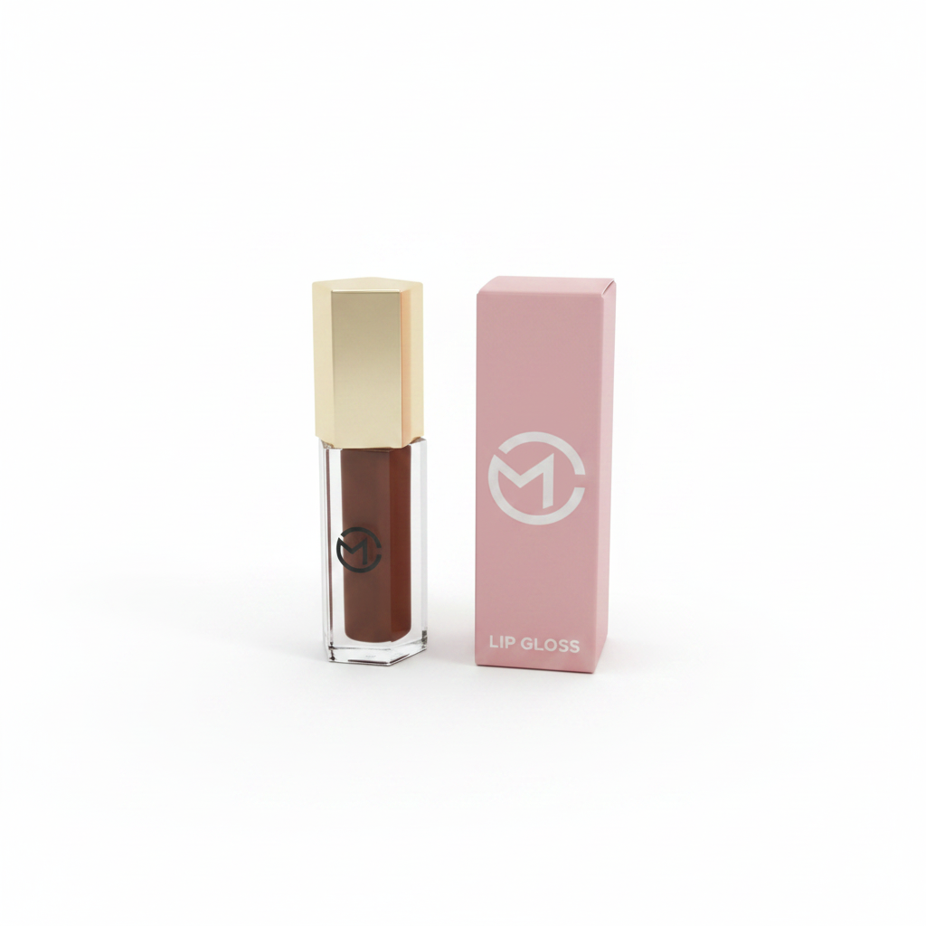Gloss castanho-escuro em fundo branco