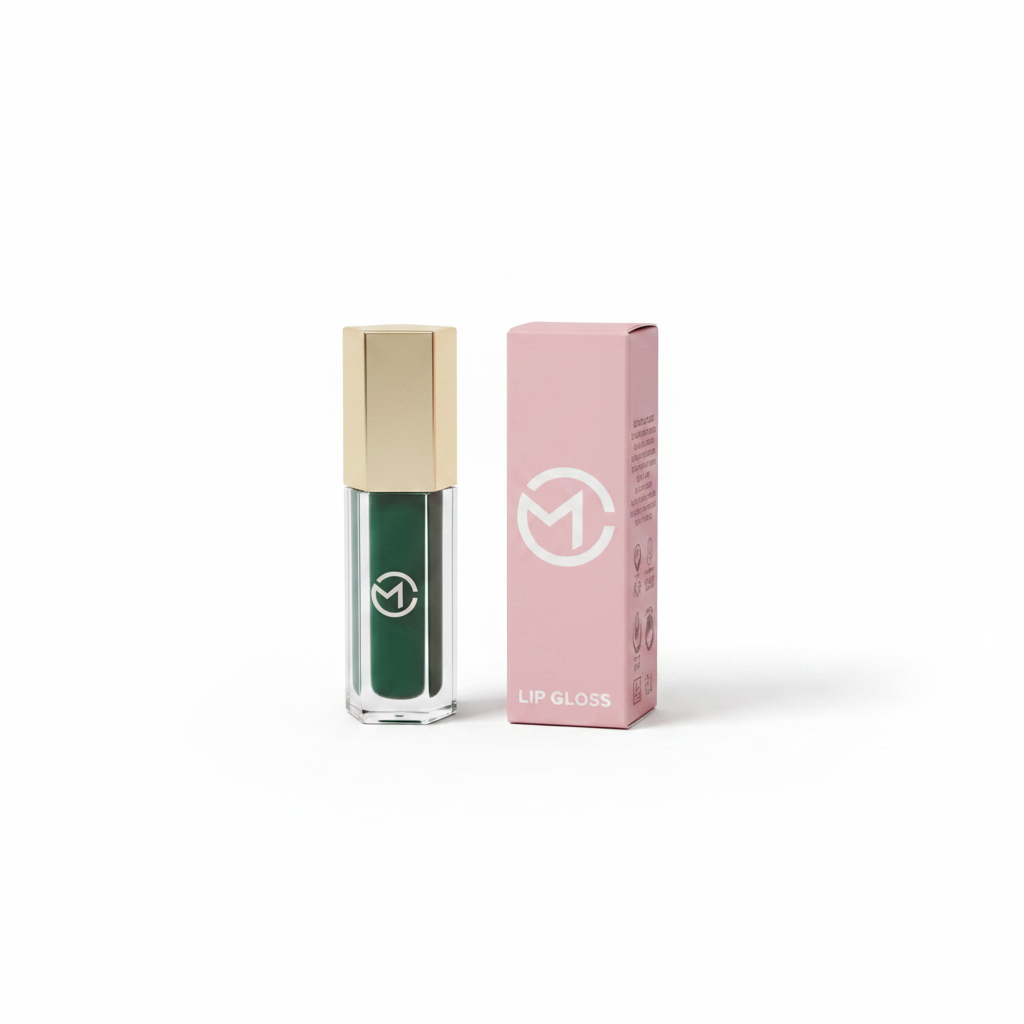 Gloss verde-escuro em fundo branco