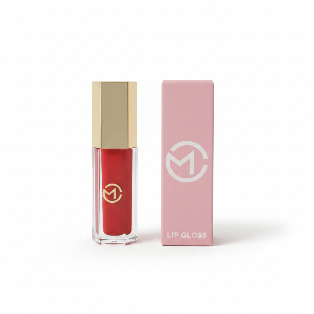 Gloss vermelho em fundo branco