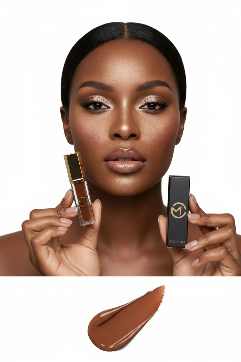 Modelo de pele escura com concealer