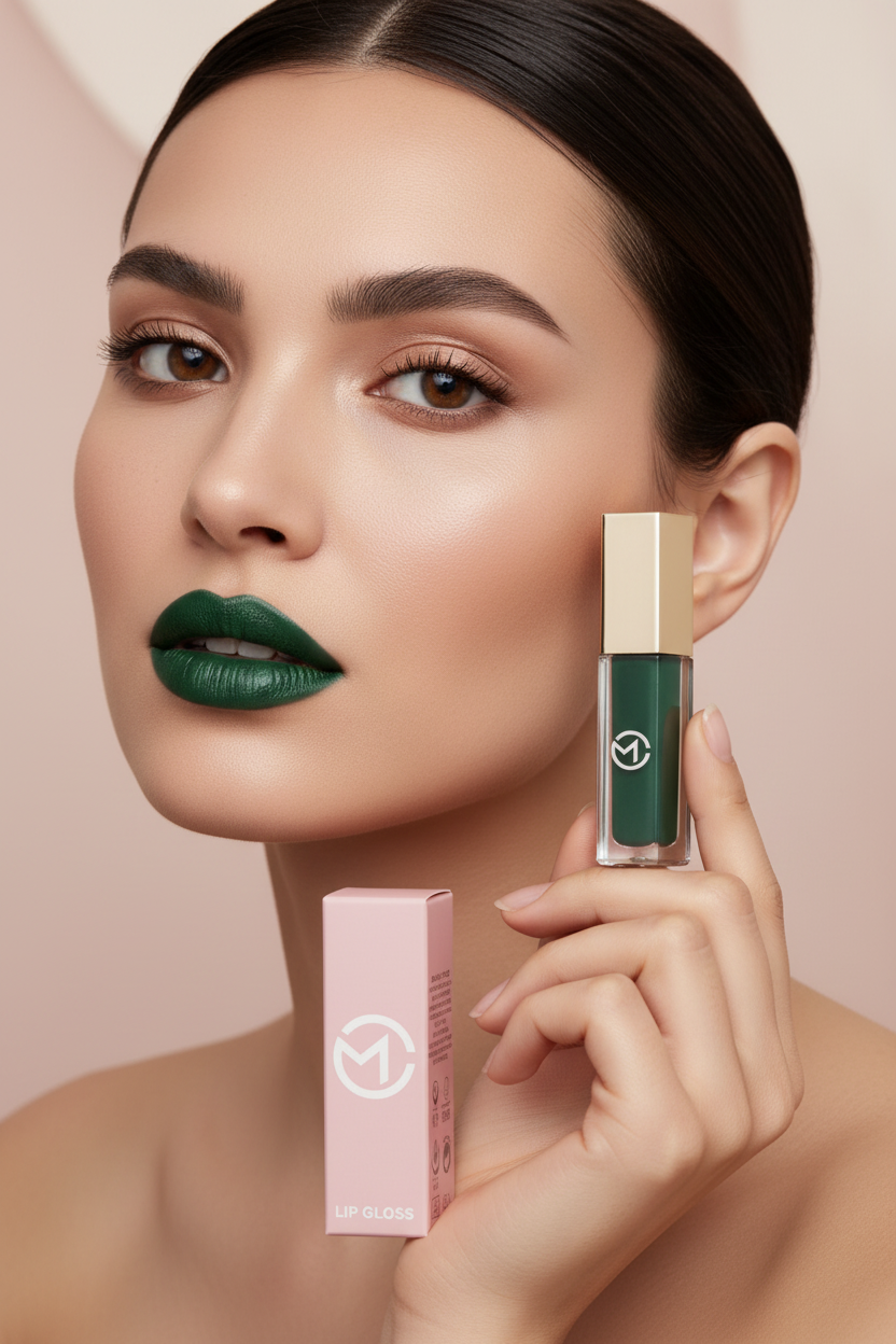 Publicidade gloss verde-escuro