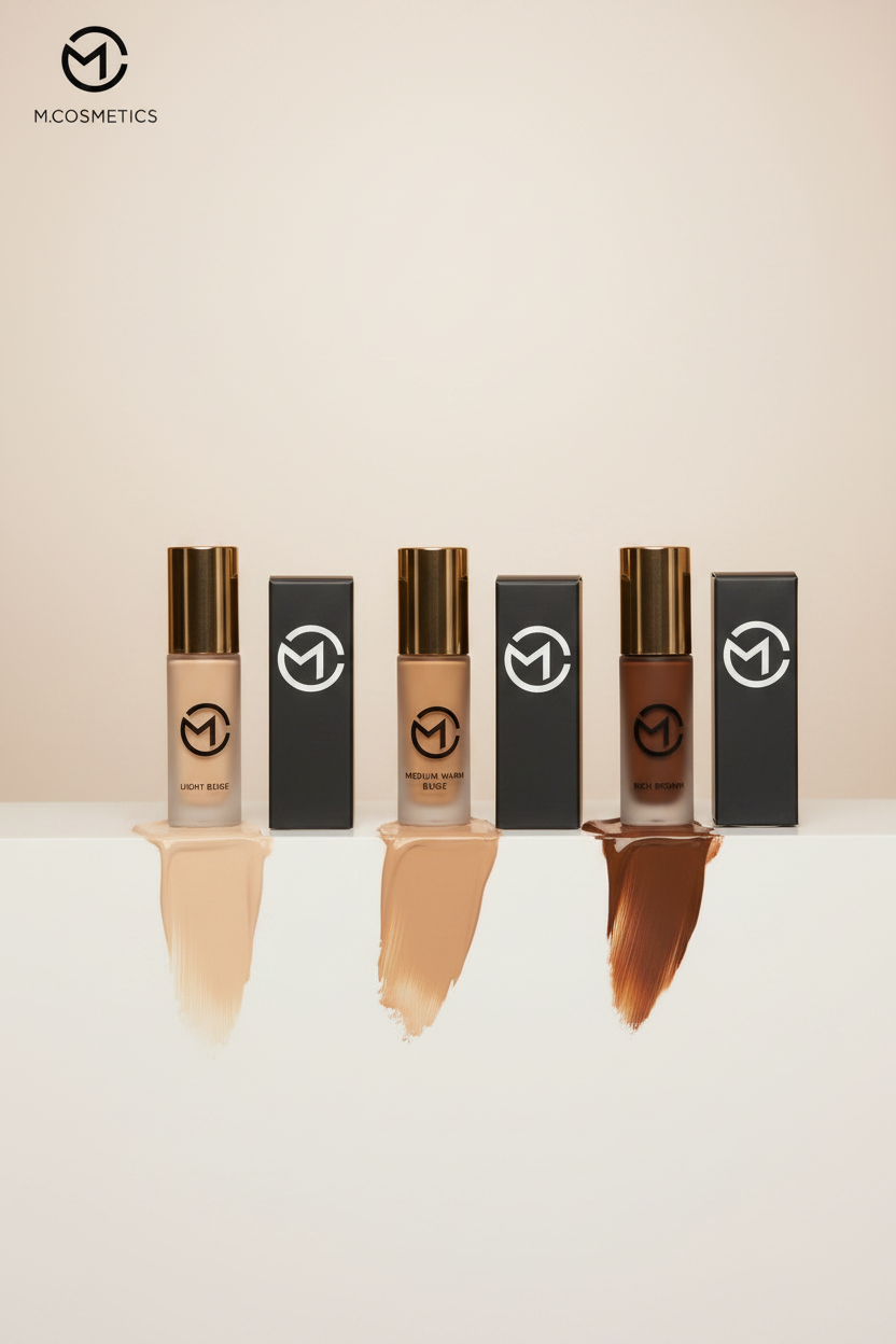 Três frascos de concealer M.cosmetics